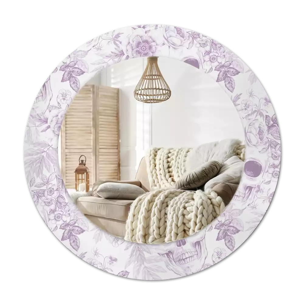 Miroir rond avec décoration Crânes