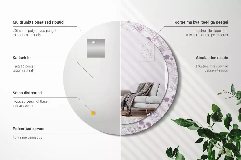 Miroir rond avec décoration Crânes