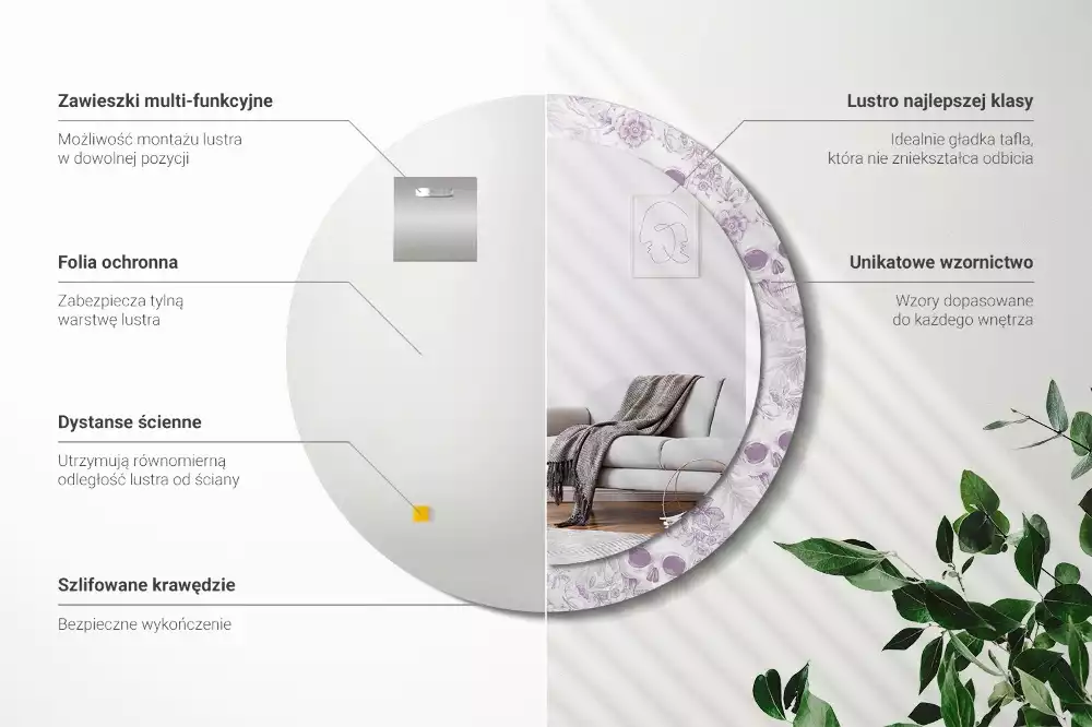 Miroir rond avec décoration Crânes