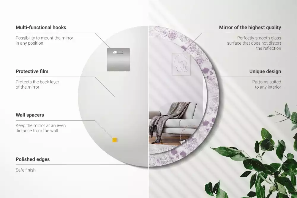 Miroir rond avec décoration Crânes