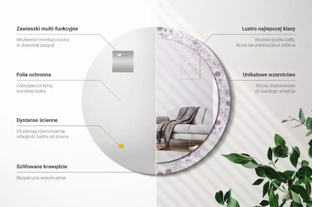 Miroir rond avec décoration Crânes