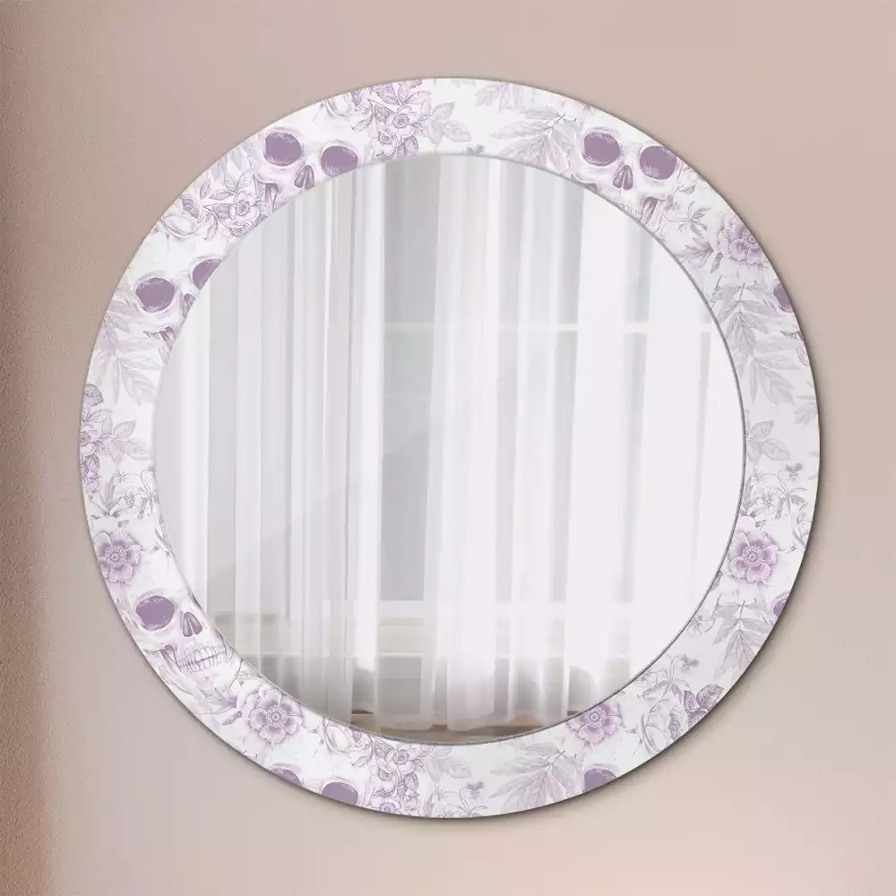 Miroir rond avec décoration Crânes