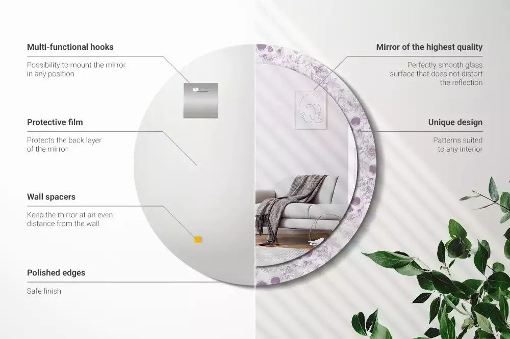 Miroir rond avec décoration Crânes