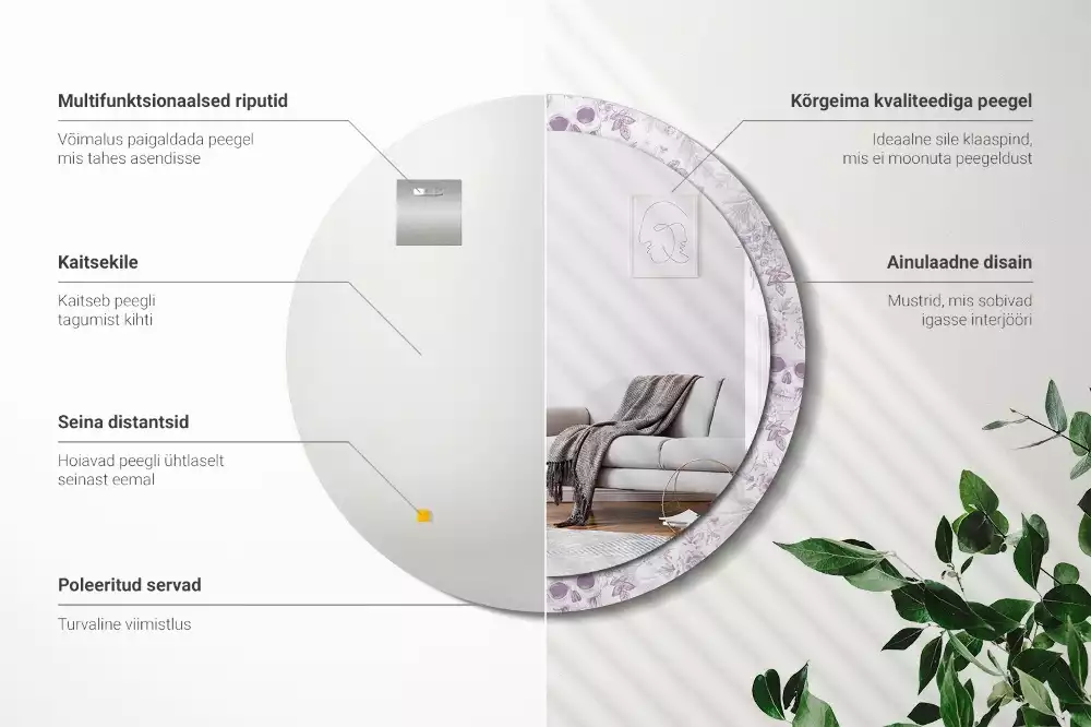 Miroir rond avec décoration Crânes