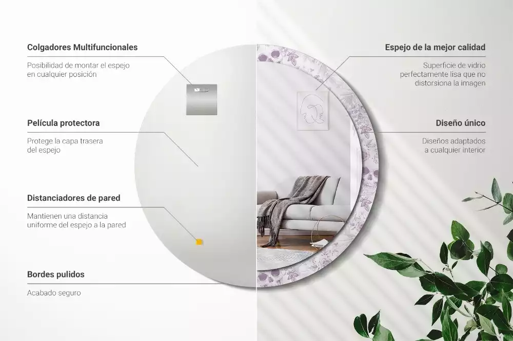 Miroir rond avec décoration Crânes