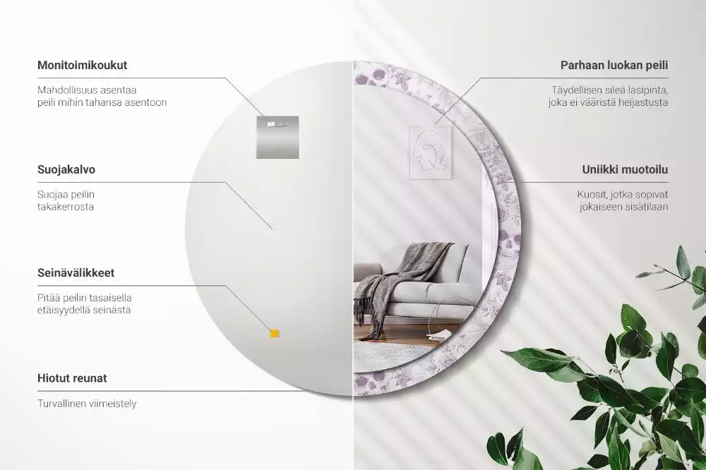 Miroir rond avec décoration Crânes