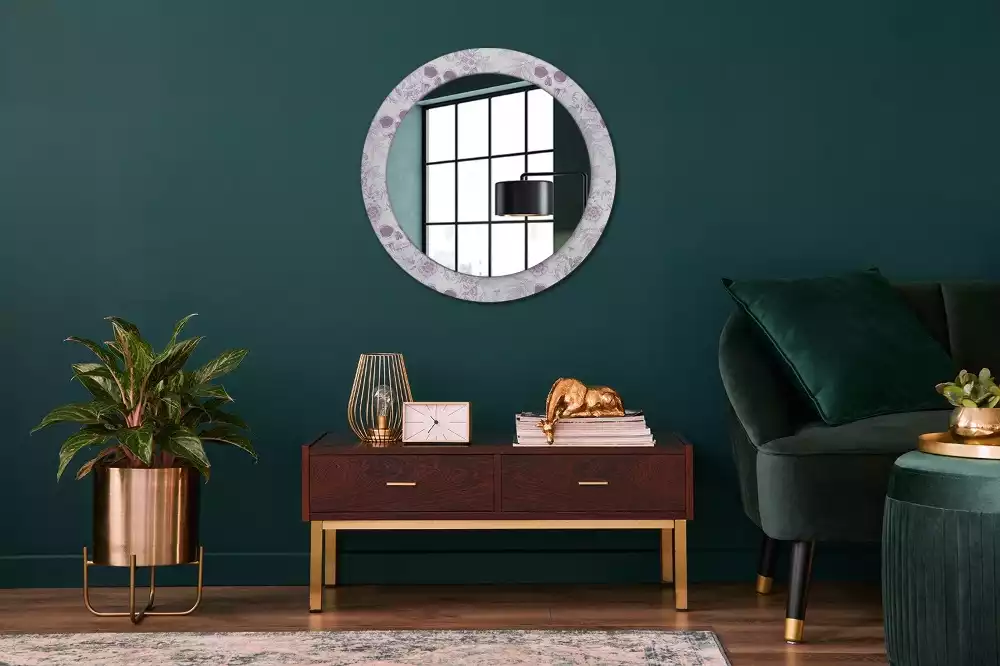 Miroir rond avec décoration Crânes