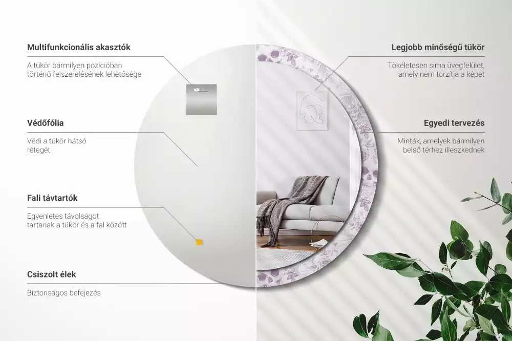 Miroir rond avec décoration Crânes