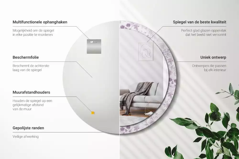 Miroir rond avec décoration Crânes