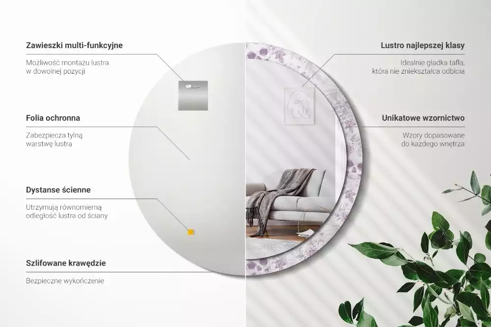 Miroir rond avec décoration Crânes