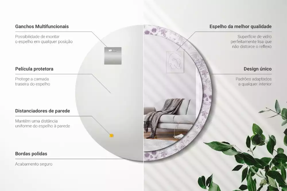 Miroir rond avec décoration Crânes