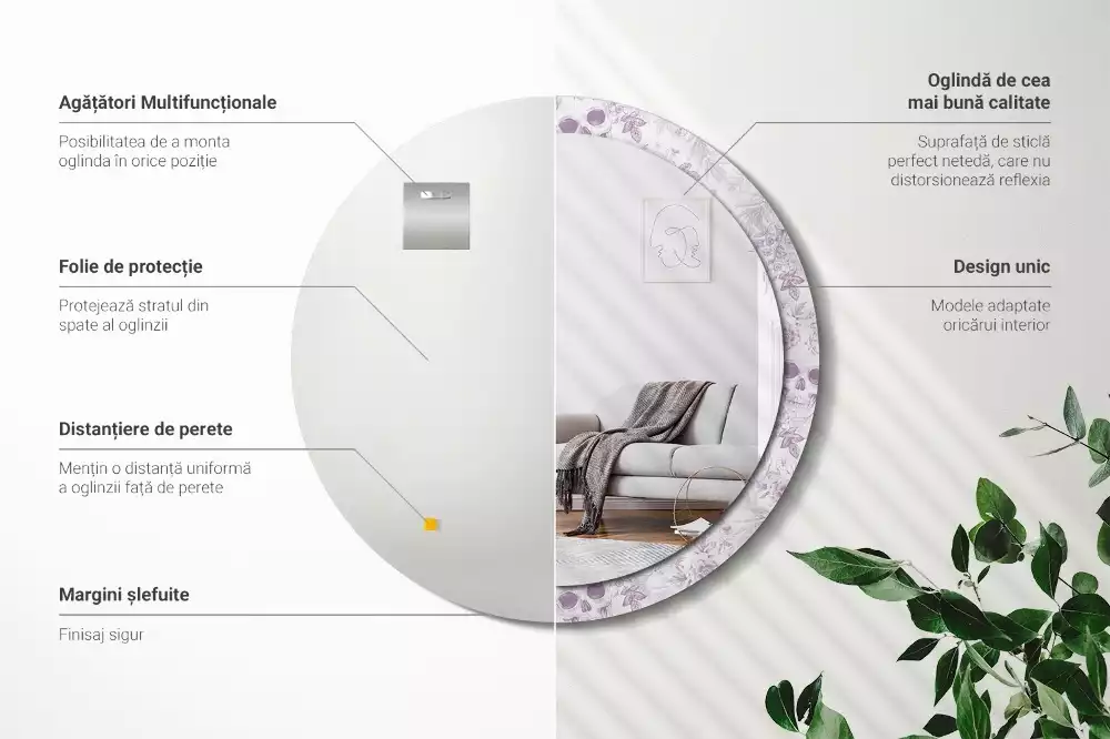 Miroir rond avec décoration Crânes