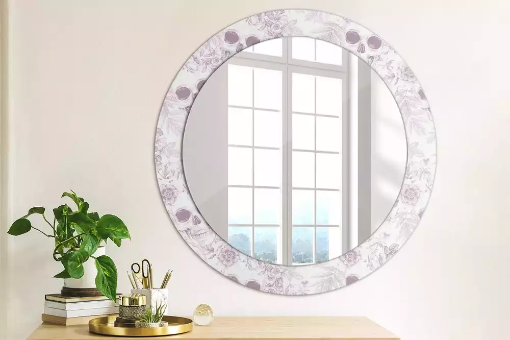 Miroir rond avec décoration Crânes