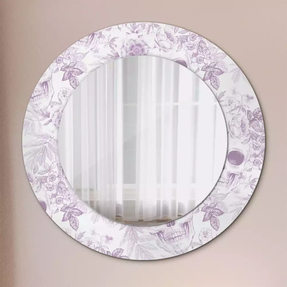 Miroir rond avec décoration Crânes