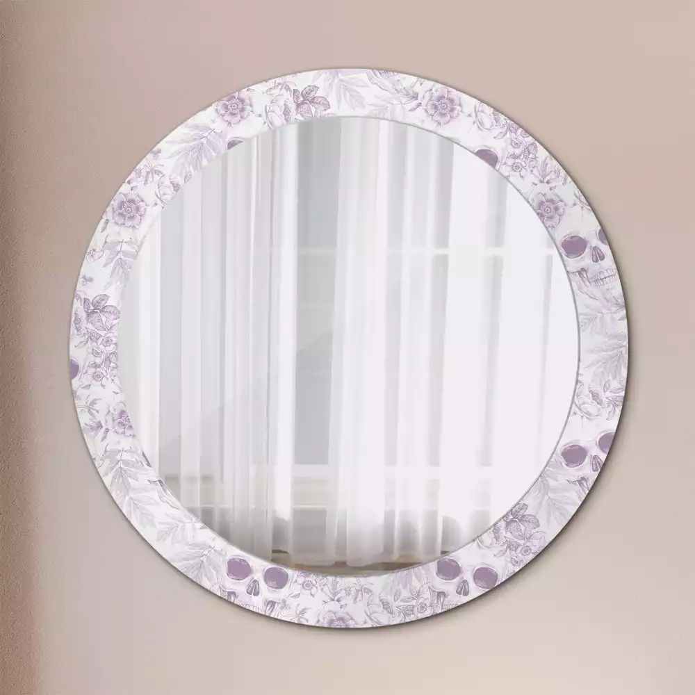 Miroir rond avec décoration Crânes