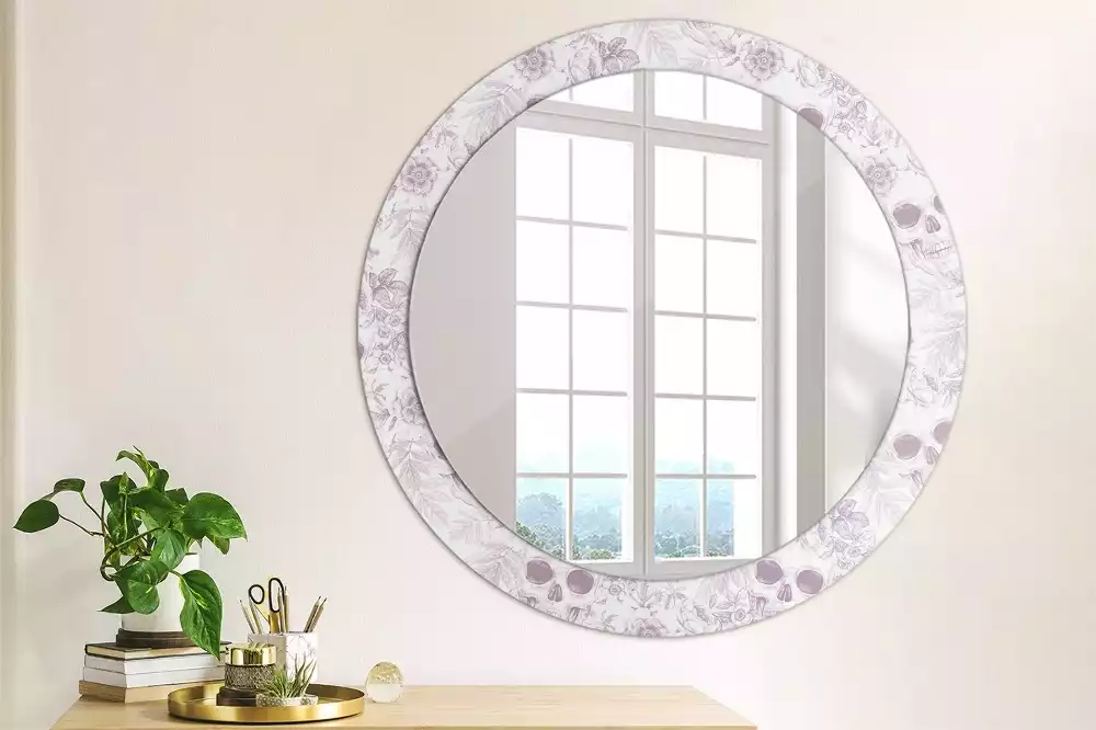 Miroir rond avec décoration Crânes