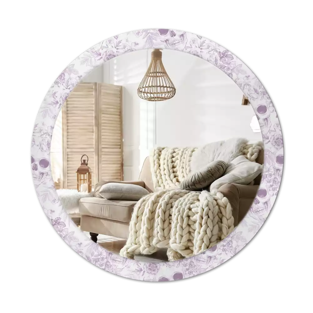 Miroir rond avec décoration Crânes