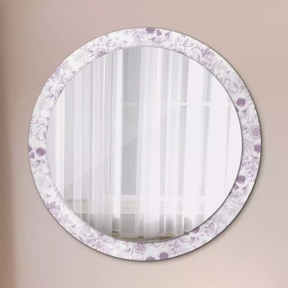 Miroir rond avec décoration Crânes
