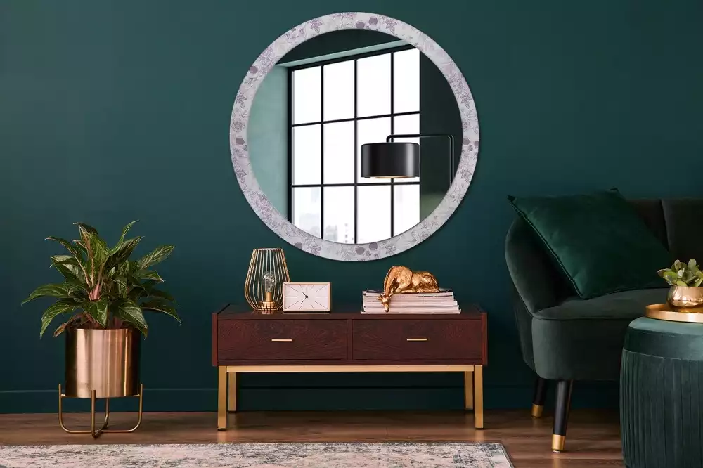Miroir rond avec décoration Crânes