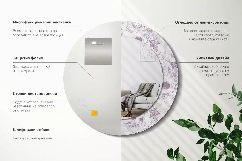 Miroir rond avec décoration Crânes