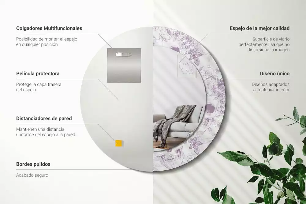 Miroir rond avec décoration Crânes