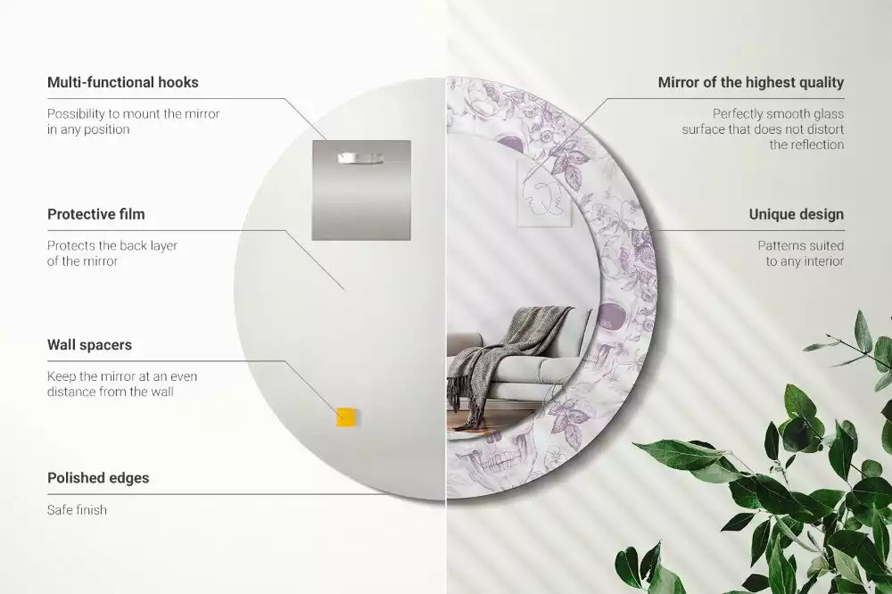 Miroir rond avec décoration Crânes