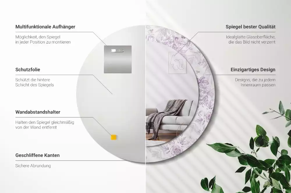 Miroir rond avec décoration Crânes