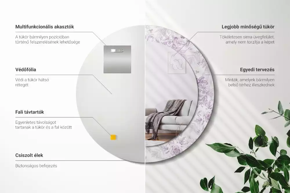 Miroir rond avec décoration Crânes