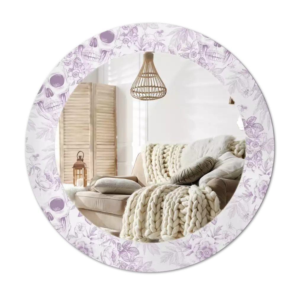 Miroir rond avec décoration Crânes