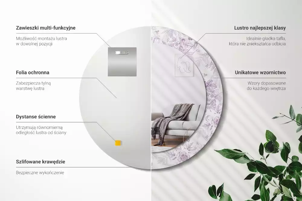 Miroir rond avec décoration Crânes