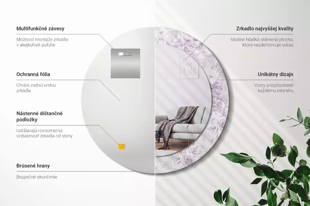 Miroir rond avec décoration Crânes