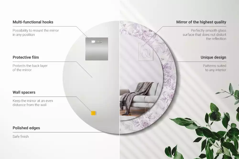 Miroir rond avec décoration Crânes