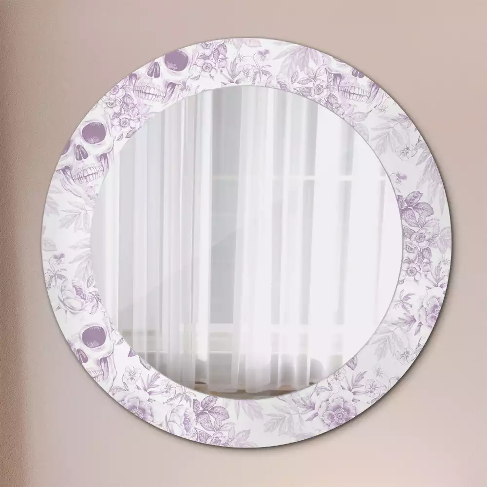 Miroir rond avec décoration Crânes