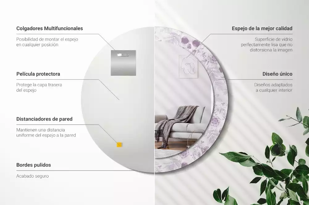 Miroir rond avec décoration Crânes