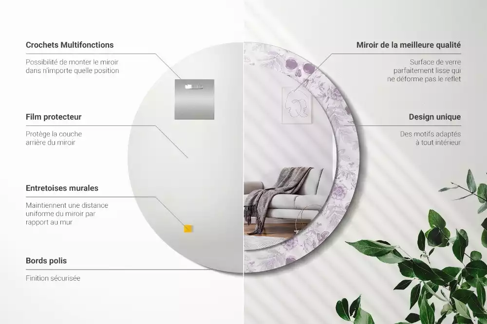 Miroir rond avec décoration Crânes