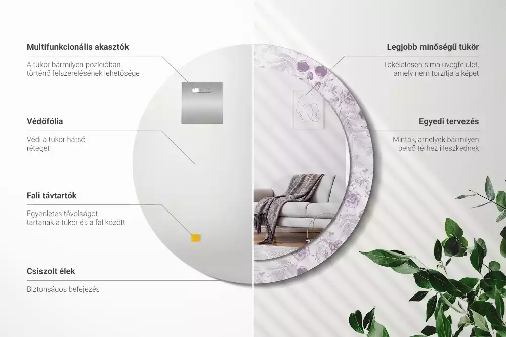 Miroir rond avec décoration Crânes