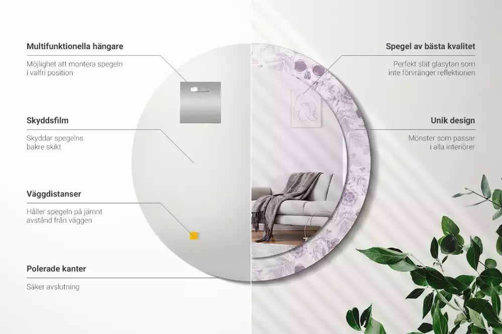 Miroir rond avec décoration Crânes