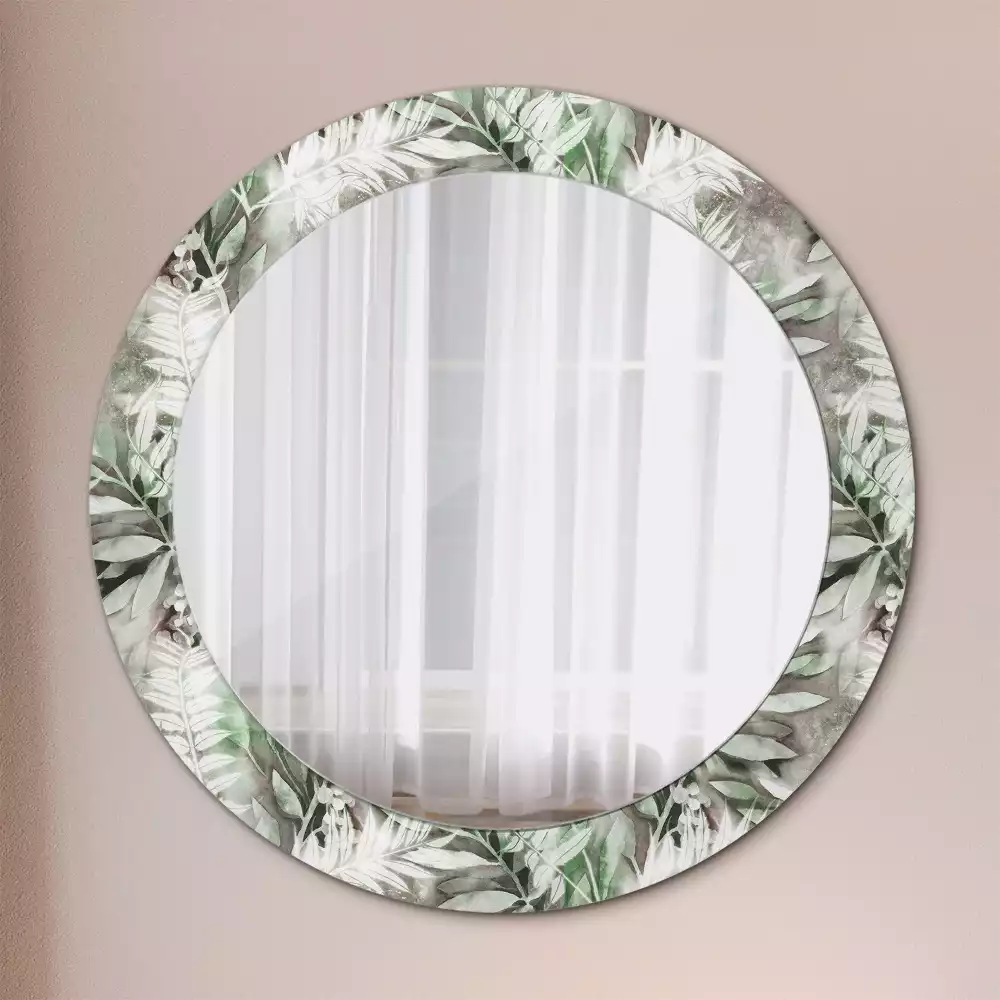 Miroir rond avec décoration Feuilles aquarelles