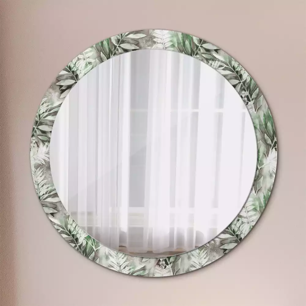 Miroir rond avec décoration Feuilles aquarelles