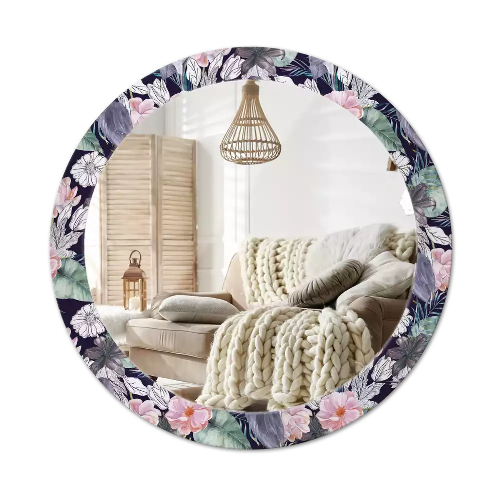 Miroir rond avec décoration Hérons