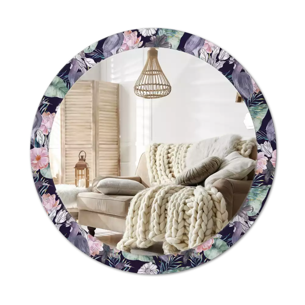 Miroir rond avec décoration Hérons