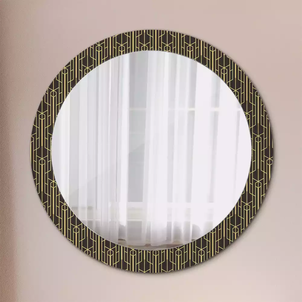 Miroir rond cadre avec impression Géométrie vintage