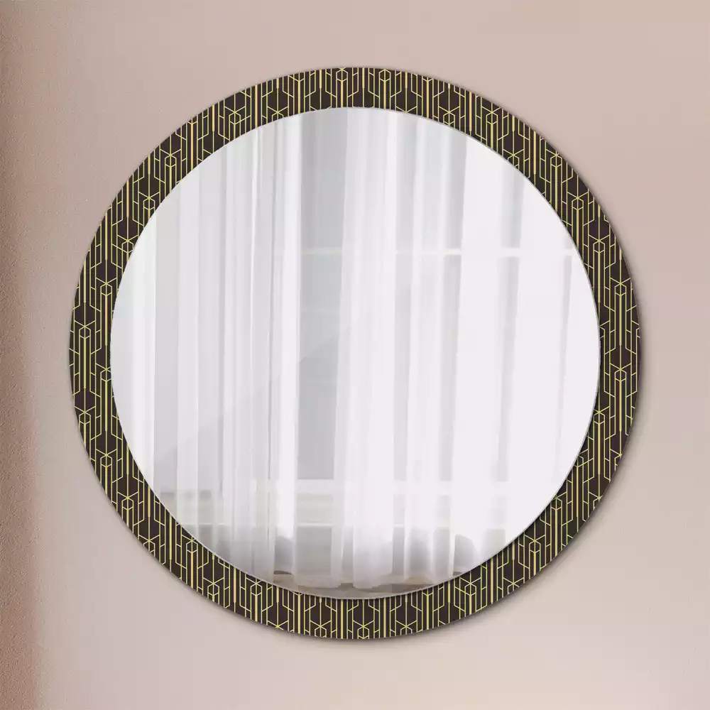 Miroir rond cadre avec impression Géométrie vintage