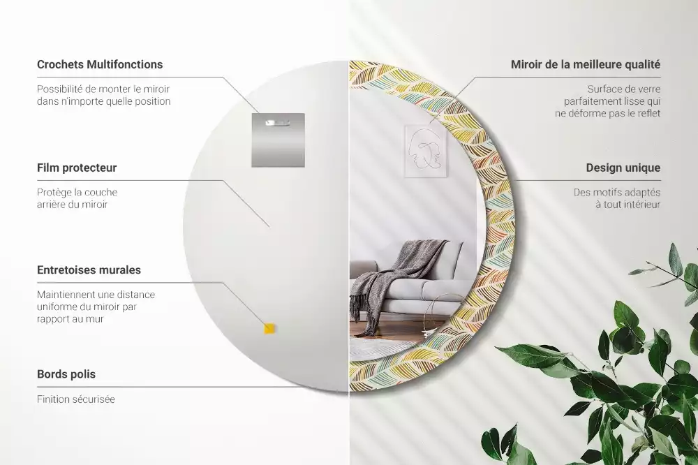 Miroir rond avec décoration Abstrait