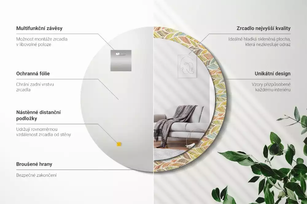 Miroir rond avec décoration Abstrait