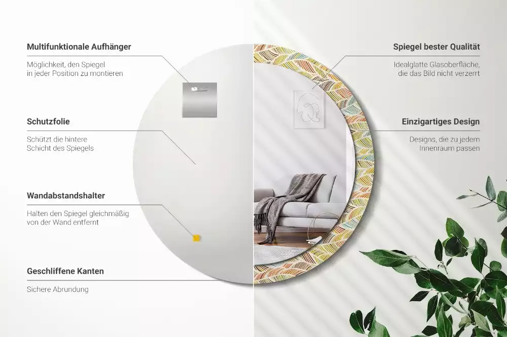 Miroir rond avec décoration Abstrait