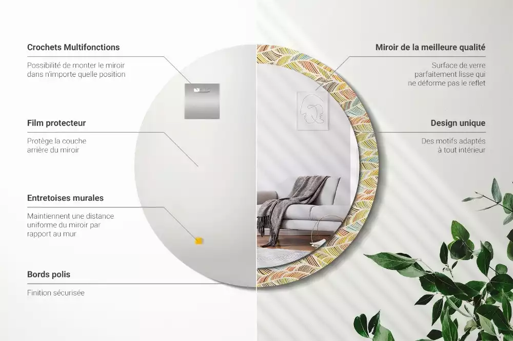 Miroir rond avec décoration Abstrait