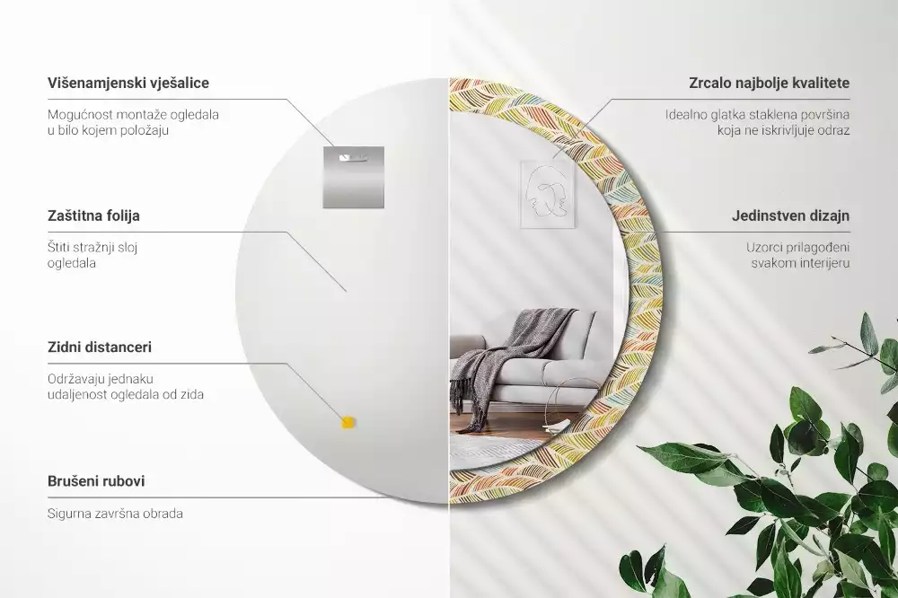 Miroir rond avec décoration Abstrait