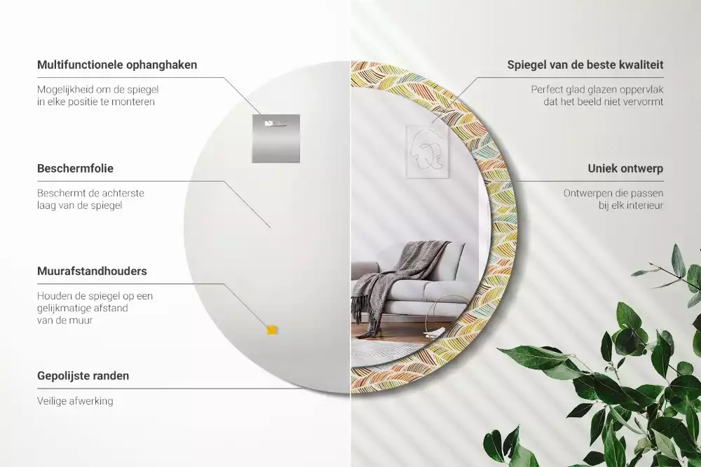 Miroir rond avec décoration Abstrait