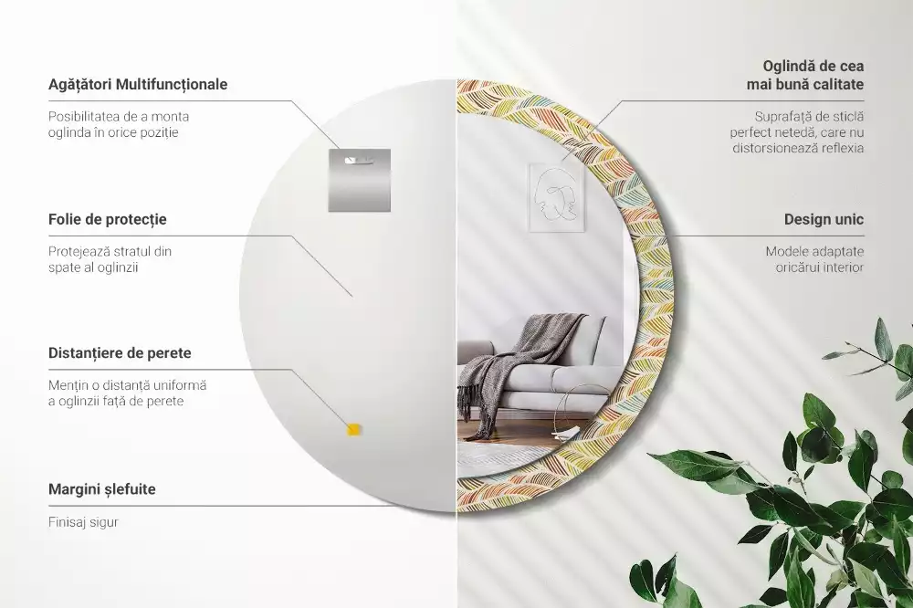 Miroir rond avec décoration Abstrait